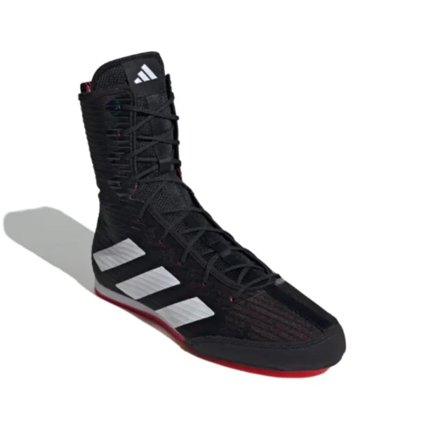 Adidas Box Hog 4 Boxing Shoes - Black, White, & Red Adidas Box Hog 4 Boxing Shoes - Black, White, & Red