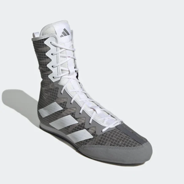 Adidas Box Hog 4 Boxing Shoes - Grey & White Adidas Box Hog 4 Boxing Shoes - Grey & White