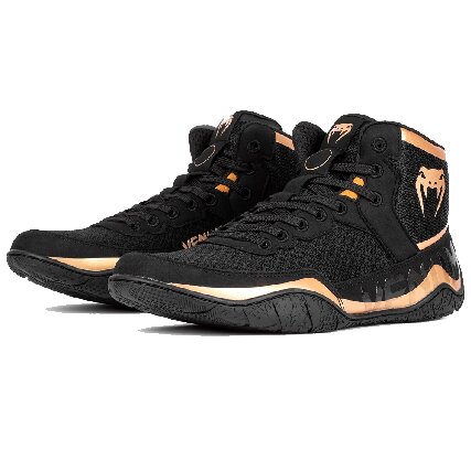 Venum Elite Wrestling Shoes - Black & Bronze